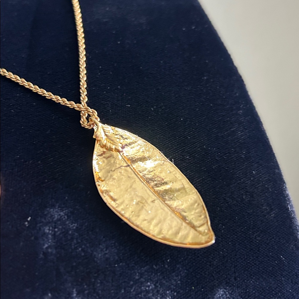 24k Gold Dipped Hawaiian Maile Leaf Necklace - image 4